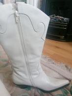 Vintage witte leren Novocento italien design laarzen maat 41, Ophalen, Zo goed als nieuw, Wit, Hoge laarzen