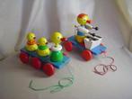 2 vintage houten trekeendjes  babyspeelgoed, Ophalen of Verzenden, Gebruikt, Overige typen, Met geluid