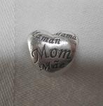 Zilveren Pandora charm hart met de tekst mama nr.1194, Verzenden, Pandora, Zo goed als nieuw, 1 bedel