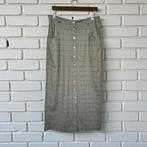 Vintage Rok Maat 42 Bruin Grijs Ruit Midi Wol Oilily, Oilily, Bruin, Verzenden, Maat 42/44 (L)