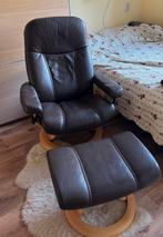 Stressless Consul fauteuil met voetbank, Huis en Inrichting, Ophalen, Minder dan 75 cm, Leer, Zo goed als nieuw