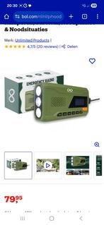 Noodradio met Zonnepaneel en Handslinger | 4500 mAh Powerban, Audio, Tv en Foto, Radio's, Ophalen