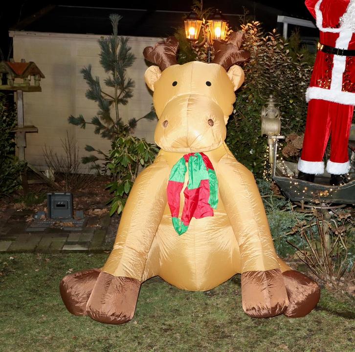 Groot Opblaasbaar Rendier met LED Verlichting, Diversen, Kerst, Zo goed als nieuw, Ophalen of Verzenden