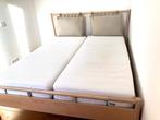 Compleet Dubbelbed 160 cm van IKEA met matrassen, Ophalen, Beige, Tweepersoons, 200 cm