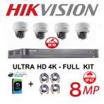 Hikvision 4K 8MP Dome Kit - Turbo-HD DVR - 2TB HDD - CCTV, Audio, Tv en Foto, Videobewaking, Nieuw, Buitencamera, Ophalen of Verzenden