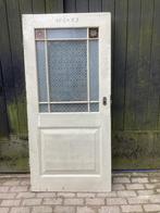 Antieke gangdeur met roede verdeling en geëtst glas., Antiek en Kunst, Curiosa en Brocante, Ophalen