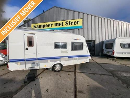 Hobby De luxe Easy 440 SF mover voortent fietsenrek, Caravans en Kamperen, Caravans, Bedrijf, tot en met 4, 1000 - 1250 kg, Treinzit