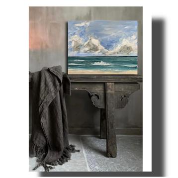 Zee Schilderij ~ golven ~ wolken ~ atelier ~ kunst beschikbaar voor biedingen