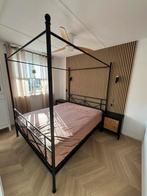 Hemelbed Zwart Metaal 160 x 200cm, Huis en Inrichting, Slaapkamer | Bedden, Ophalen, Zwart, Tweepersoons, Zo goed als nieuw