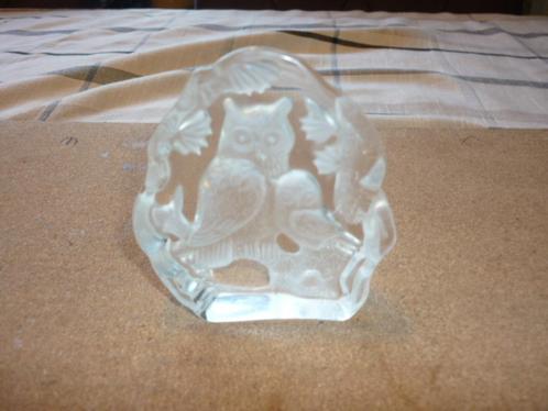 Mooi glas met een uil en een kleinere vogel in goede staat, Antiek en Kunst, Antiek | Glas en Kristal, Ophalen of Verzenden