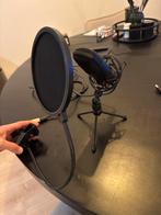 Studio Condensator Microfoon met Pop Filter & Stand, Ophalen, Zo goed als nieuw, Studiomicrofoon