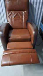 Fauteuil cognac bruin leer, Minder dan 50 cm, Ophalen of Verzenden, Zo goed als nieuw, Leer
