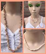 Kettingen jaren 80 schijfkralen en schelpen zalm kleur, Sieraden, Tassen en Uiterlijk, Kettingen, Ophalen of Verzenden, Zo goed als nieuw