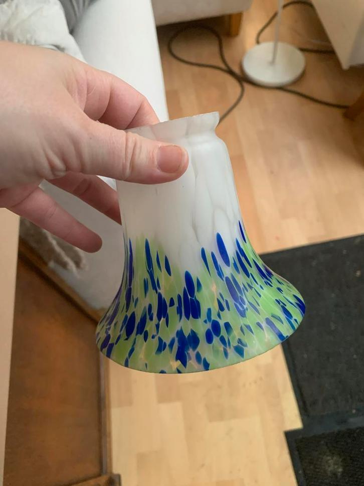 Vintage Lampenkap met Blauwe en Groene Accenten, Huis en Inrichting, Lampen | Lampenkappen, Gebruikt, Minder dan 25 cm, Overige vormen