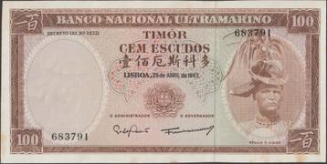 Timor 100 escudos 1963 XF p.28a(6) (nr 45) beschikbaar voor biedingen