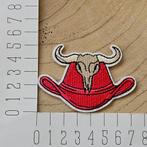 Strijk embleem applicatie Patch Roze hoed met runder schedel, D, Nieuw, Ophalen of Verzenden, D