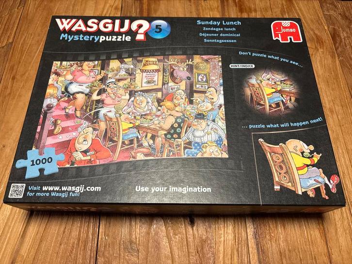 Wasgij Mystery 5 - Zondagse Lunch - 1000 Stukjes, Hobby en Vrije tijd, Denksport en Puzzels, Zo goed als nieuw, Legpuzzel, 500 t/m 1500 stukjes