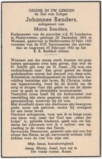 Johannes Renders 1874 + 1953 Nederwetten, 78 jaar, Verzenden, Bidprentje