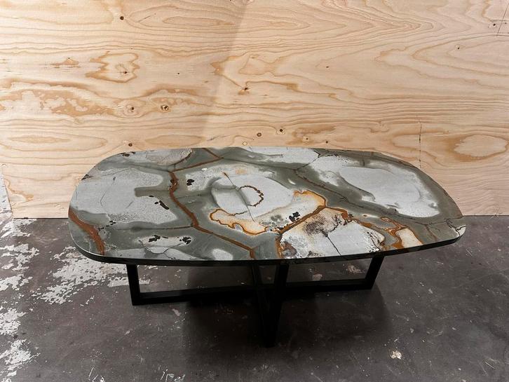 Prachtige unieke marmeren salontafel, deens ovaal, Huis en Inrichting, Tafels | Salontafels, Minder dan 50 cm, 50 tot 100 cm, 100 tot 150 cm