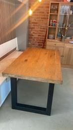 Massief eikenhouten eettafel, Ophalen, Gebruikt, 50 tot 100 cm, Vijf personen of meer
