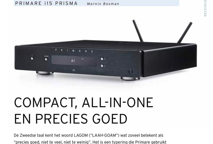 Primare i15 prisma streamer-versterker, Audio, Tv en Foto, Versterkers en Receivers, Zo goed als nieuw, 60 tot 120 watt, Overige merken