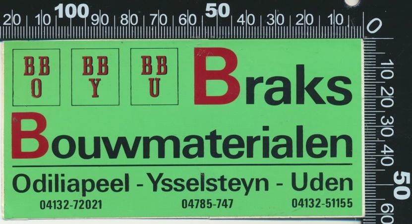 Sticker: Braks Bouwmaterialen - Odiliapeel - Ysselsteyn, Ophalen of Verzenden, Zo goed als nieuw, Bedrijf of Vereniging