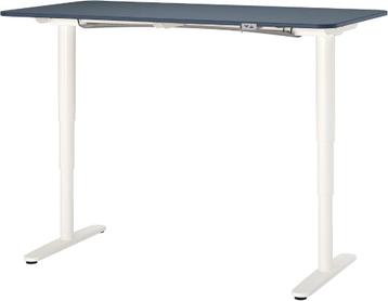 Ikea zit/sta bureau 160x80 elektrisch blauw/wit (als nieuw) - afbeelding 3