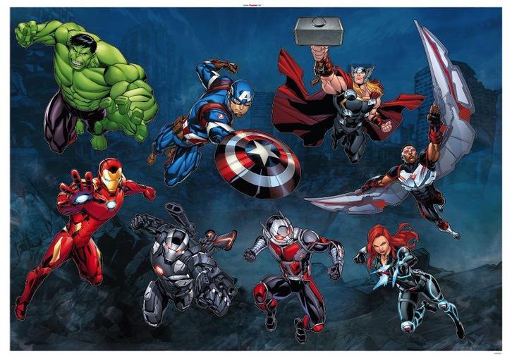 Avengers Muurstickers 100x70 cm Action - Marvel, Kinderen en Baby's, Kinderkamer | Inrichting en Decoratie, Nieuw, Wanddecoratie