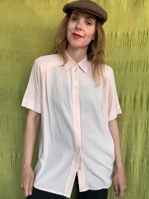 Vintage blouse - zalm roze - 40/L/large, Kleding | Dames, Blouses en Tunieken, Gedragen, Maat 38/40 (M), Ophalen of Verzenden