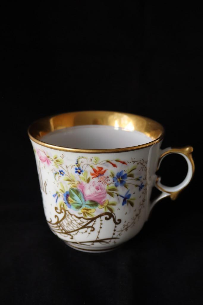 Antiek porseleinen huwelijks chocolade kop c 1870, Antiek en Kunst, Antiek | Porselein, Ophalen of Verzenden