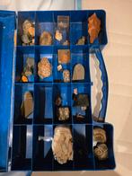 Collectie Mineralen en Fossielen in Blauwe matchbox Koffer, Ophalen of Verzenden, Mineraal