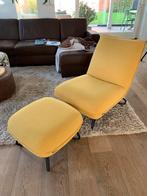 Loungestoel + voetenbank, Huis en Inrichting, Fauteuils, Ophalen, Gebruikt, 75 tot 100 cm, Metaal