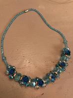 Vintage blauwe kristallen ketting collier roosjes Swarovski, Overige materialen, Blauw, Met kristal, Ophalen of Verzenden