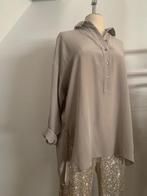 Repeat zijde lange blouse tuniek grijs beige M/38 - L/40, Kleding | Dames, Blouses en Tunieken, Repeat, Beige, Maat 38/40 (M)
