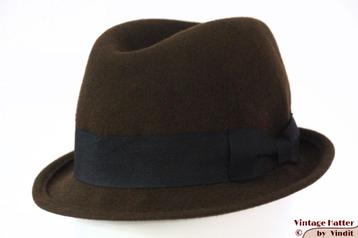 Vintage gleufhoed Trilby recent model bruin vilt 56  beschikbaar voor biedingen