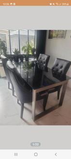 Uitschuifbare tafel 6x stoelen, Gebruikt, Ophalen of Verzenden