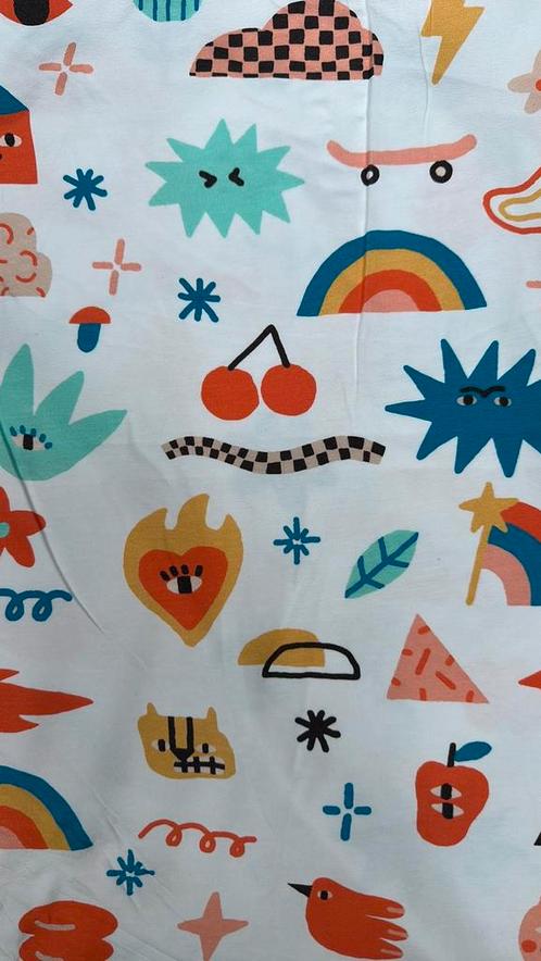 Abstract kids tricot, Hobby en Vrije tijd, Stoffen en Lappen, Nieuw, Katoen, 120 cm of meer, 30 tot 200 cm, Ophalen of Verzenden