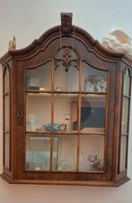 Antiek vintage eiken wand vitrinekastje, Antiek en Kunst, Ophalen of Verzenden