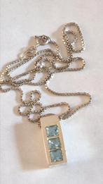 Zilveren ketting met hanger blauwe stenen., Sieraden, Tassen en Uiterlijk, Broches, Ophalen of Verzenden, Zo goed als nieuw, Zilver