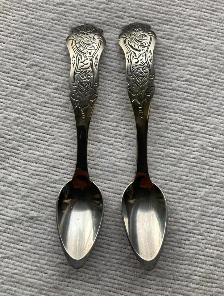 2 zilveren lepeltjes Johannes Torlau Amsterdam 1861, Antiek en Kunst, Antiek | Goud en Zilver, Zilver, Ophalen of Verzenden