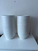 2 Witte bloempotten, Tuin en Terras, Rond, Binnen, Ophalen of Verzenden, Zo goed als nieuw