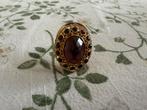 Vintage Gouden Granaat ring 14 karaat, 18 tot 19, Gebruikt, Ophalen of Verzenden, Met edelsteen