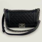 Chanel old medium Boy zwart lamsleer origineel, Overige merken, Gebruikt, Zwart, Ophalen of Verzenden