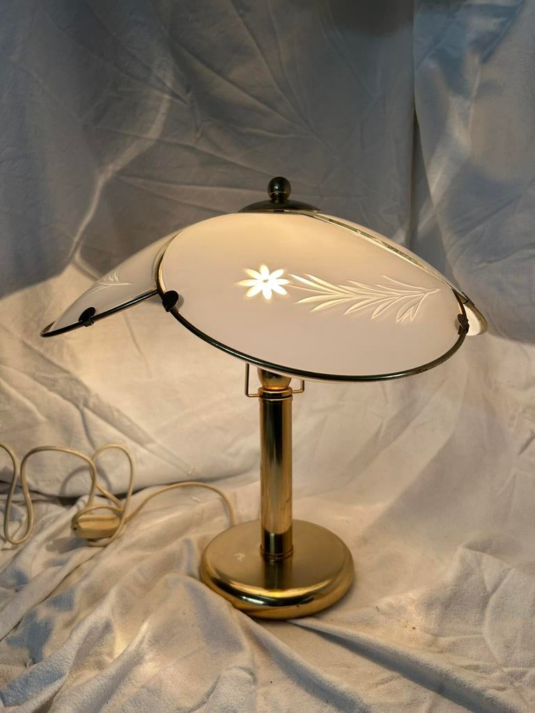 Exclusieve Hollywood Regency Tafellamp  & Gegraveerd Glas, Ophalen of Verzenden