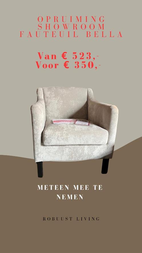 Fauteuil Bella Showroom sale korting opruiming, Huis en Inrichting, Fauteuils, Nieuw, Hout, Stof, 50 tot 75 cm, 75 tot 100 cm