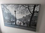 Schilderij Amsterdamse grachten., Minder dan 50 cm, Ophalen of Verzenden, Zo goed als nieuw, Schilderij