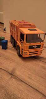 Bruder MAN Vuilniswagen Oranje met Containers - Compleet!, Ophalen of Verzenden, Zo goed als nieuw