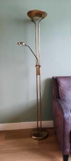 Bronzen staande lamp met leeslamp, Huis en Inrichting, Lampen | Vloerlampen, Ophalen, Gebruikt, 150 tot 200 cm