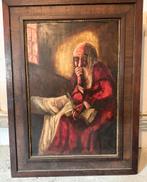 Klassiek olieverfschilderij van oude man met boek en veer, Ophalen