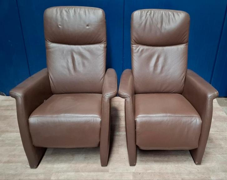 2 x leren relaxfauteuil, Huis en Inrichting, Fauteuils, Gebruikt, 75 tot 100 cm, Ophalen